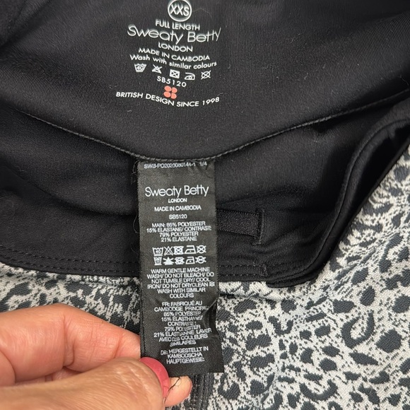 Sweaty Betty Flatter Me Workout Jacquard Leggings Animal Print Black Grey XXS - Picture 9 of 12